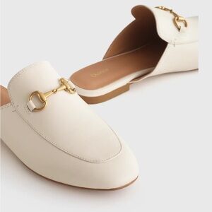 Quince Italian Leather Horsebit Loafer Mule bone size 9